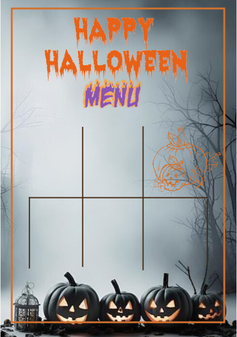 Grey Modern & Minimal Halloween Menu A4 template
