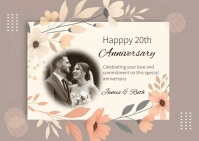 Grey Modern & Minimal Happy Anniversary A6 template
