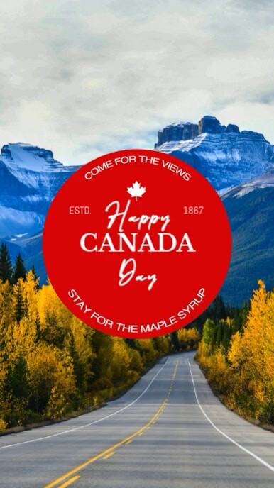 Grey Modern & Minimal Happy Canada Day Badge Instagram Story Instagram Reel template