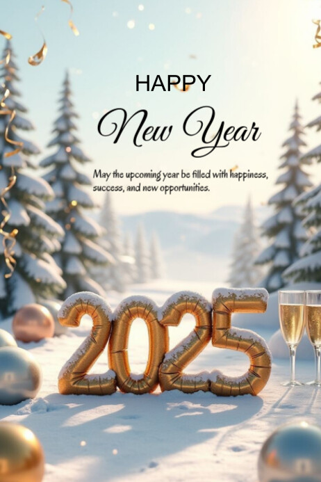 Copy of Grey Modern & Minimal Happy New Year Poster | PosterMyWall