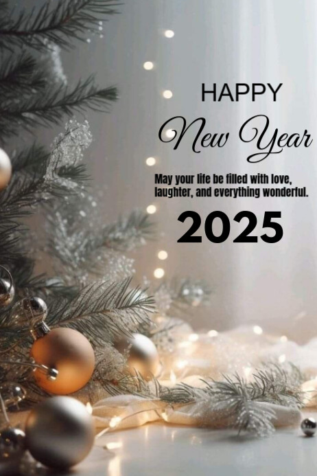 Grey Modern & Minimal Happy New Year Poster Template | PosterMyWall