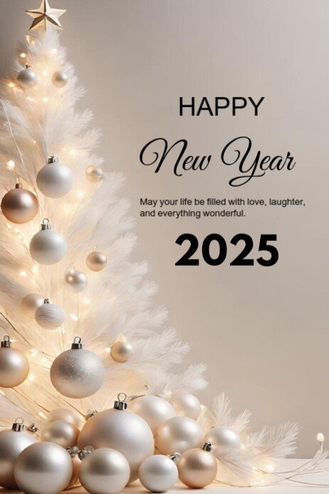 Grey Modern & Minimal Happy New Year Poster Template | PosterMyWall