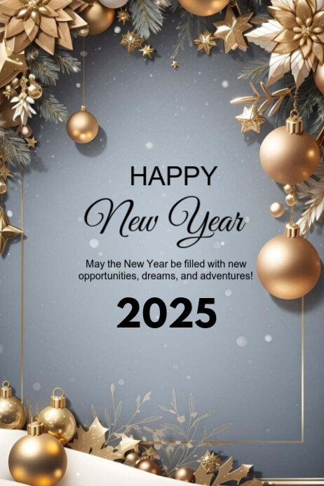 Grey Modern & Minimal Happy New Year Poster Template | PosterMyWall