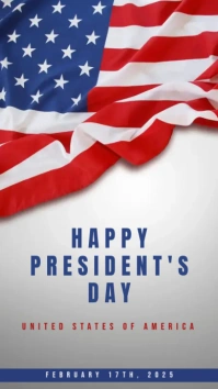 Grey Modern & Minimal Happy President's Day Tampilan Digital (9:16) template