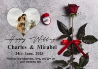 Grey Modern & Minimal Happy Wedding Postcard template