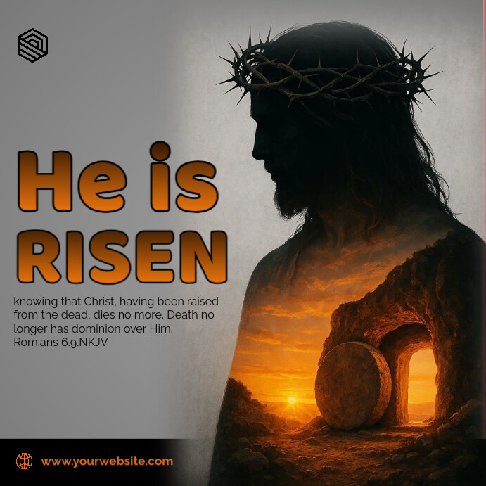 Copy of Grey Modern & Minimal He Is Risen Instagram Post | PosterMyWall