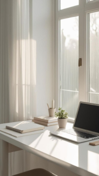 Grey Home Office Workspace Цифровой дисплей Template