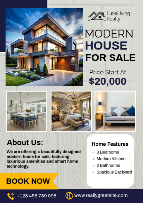 Grey Modern & Minimal House Sale Poster A2 template
