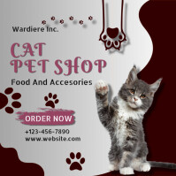 Grey Modern & Minimal Ilustrative Cat Pet Shop Pos Instagram template