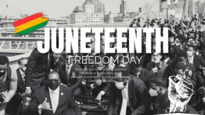 Grey Modern & Minimal Juneteenth Digital Disp Digitalt display (16:9) template