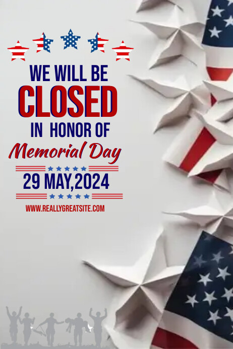 Grey Modern & Minimal Memorial Day Clo Poster Template | PosterMyWall