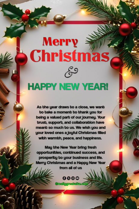 Grey Modern & Minimal Merry Christmas And Happy New Year Poster ...
