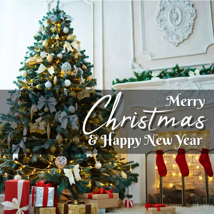 Grey Modern & Minimal Merry Christmas And Happy New Year Pos Instagram ...