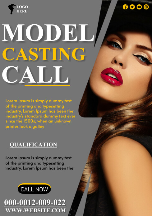 Grey Modern & Minimal Model Poster Template A | PosterMyWall