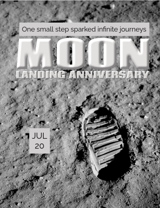 Grey Modern & Minimal Moon Landing Anniversary  Flyer (us Letter) template