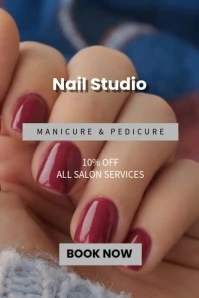 Grey Modern & Minimal Nail Studio   Poster template