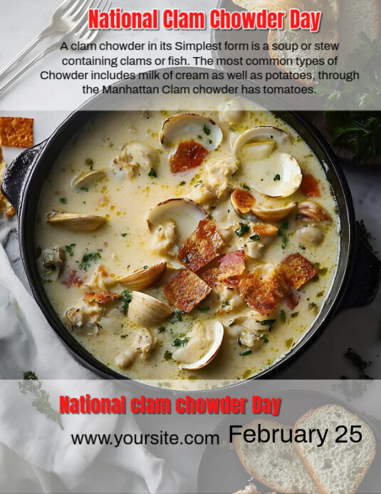 Copy of Grey Modern & Minimal National Clam Chowder Day Flyer (us ...