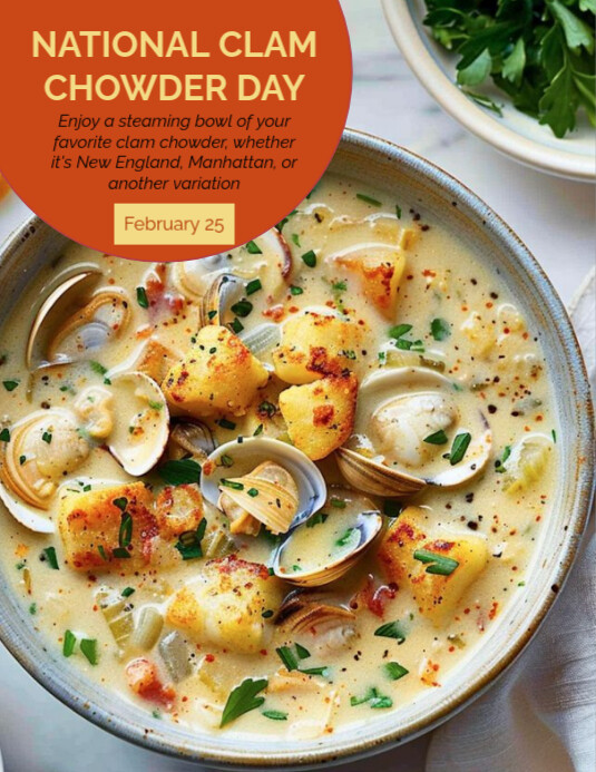 Copy of Grey Modern & Minimal National Clam Chowder Day Flyer (us ...