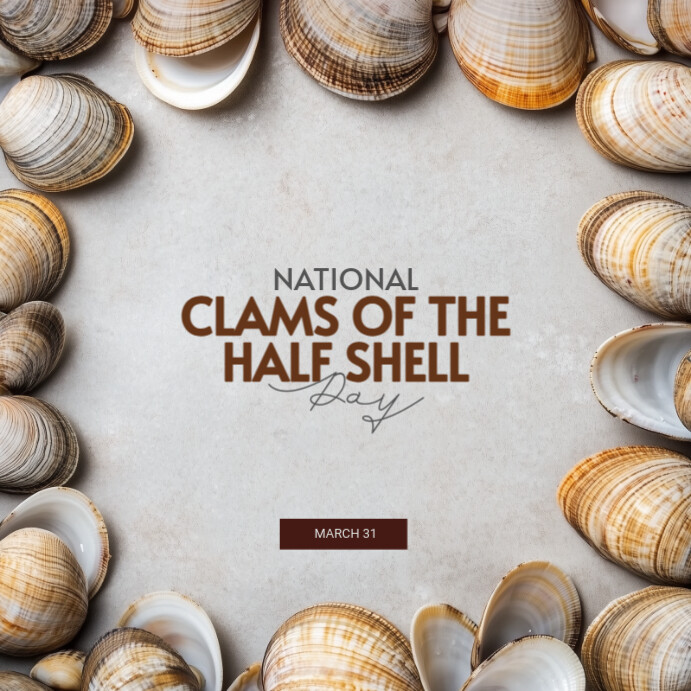 Grey Modern & Minimal National Clams Of The Half Shell Day Instagram Post template