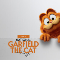 Grey Modern & Minimal National Garfield The Cat Day Instagram Post template