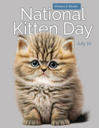 Grey Modern & Minimal National Kitten Day Flyer (us Letter) template