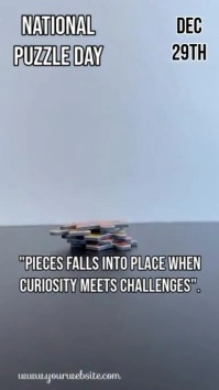 Grey Modern & Minimal National Puzzle Day  Digital Display (9:16) template