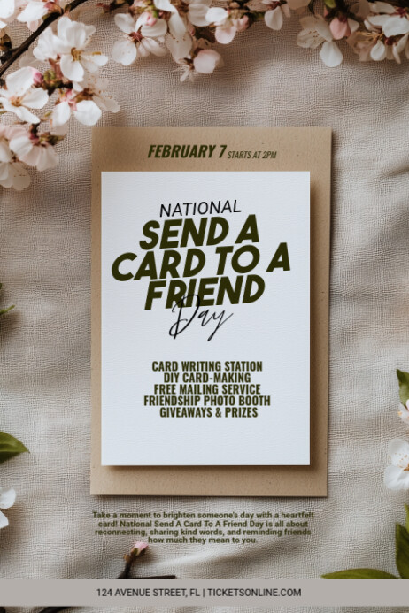 Grey Modern & Minimal National Send A Card To A Friend Day Poster template