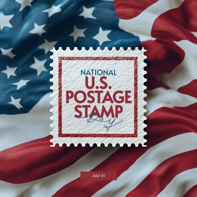 Grey Modern & Minimal National Us Postage Stamp Day Instagram Post template