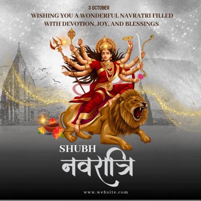 Grey Modern & Minimal Navratri  Square (1:1) template