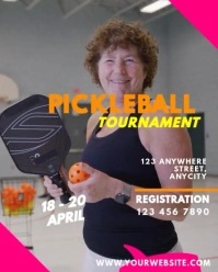 Grey Modern & Minimal Pickleball Tournament Instagram Portrait template