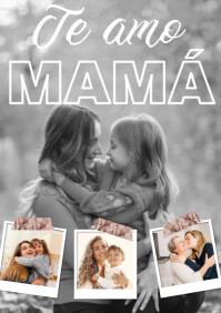 Grey Modern & Minimal Plantilla De Cuadro Editable Para Regalar A Mamá  A4 template