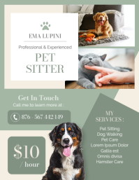 Grey Pet Sitting Services Flyer Template