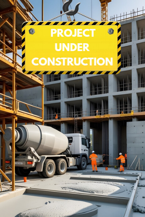 Grey Modern & Minimal Project Under Construction Template Poster