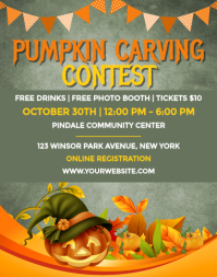 Turquoise Pumpkin Carving Contest Cartaz/placa Template