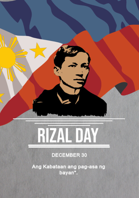 Grey Modern & Minimal Rizal Day A4 Template | PosterMyWall