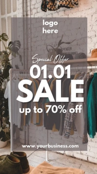 Grey Modern & Minimal Sale  Instagram Story Instagram-verhaal template