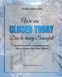 Grey Modern & Minimal Snow Day Alert - Closed Notice For Snow  Instagram Portrait template