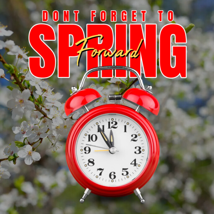 Grey Modern & Minimal Spring Forward Persegi (1:1) template