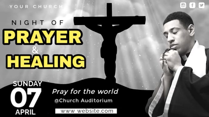 Grey Modern & Minimal Sunday Worship & Prayer Video Digital Display (16 ...