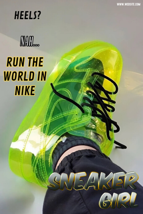 Grey Modern & Minimal This Bold And Empowering Poster Design Showcases "sneaker Girl"" Pinterest Gra template