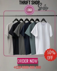 Grey Modern & Minimal Thrift Shop Instagram Portrait template
