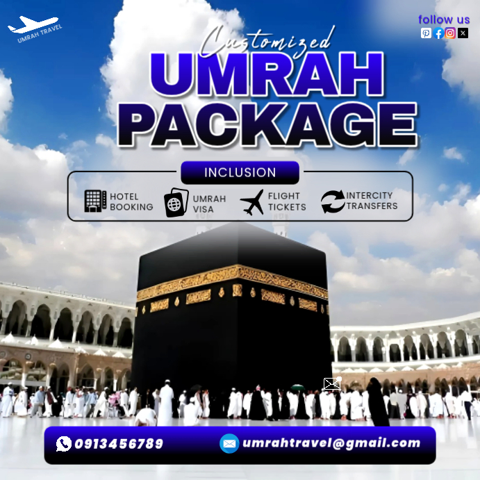 Grey modern & minimal umrah travel package instagram post Template ...