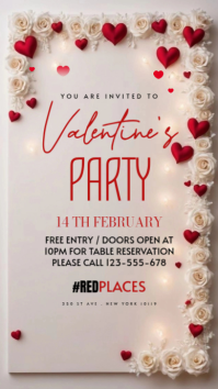 Grey Modern & Minimal Valentine's Party Invite Flyer  Digital Display (9:16) template