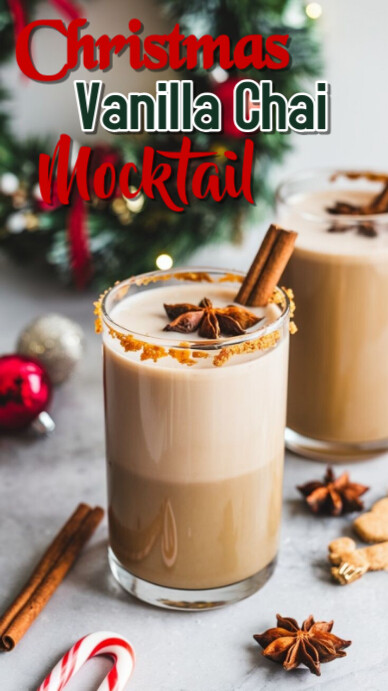 Grey Modern & Minimal Vanilla Chai Mocktail Charm Template  Instagram Story