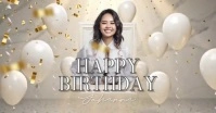 Grey Modern & Minimal White And Gold Happy Birthday  Facebook Shared Image template