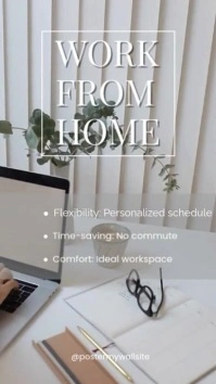 Grey Modern & Minimal Work From Home Reel Instagram template