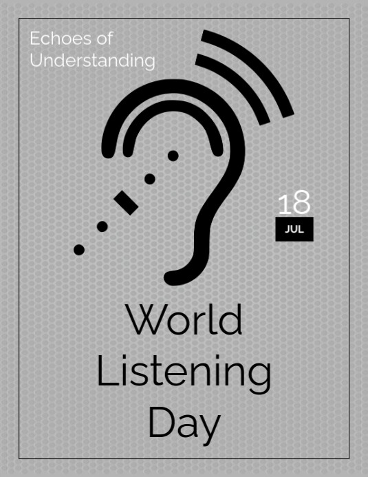Grey Modern & Minimal World Listening Day  Flyer (us Letter) template