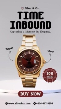 Grey Modern & Minimal Wrist Watch Sale Animated  Instagram Story template