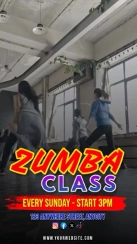 Grey Modern & Minimal Zumba Classes Tampilan Digital (9:16) template