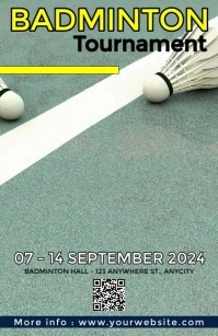 Grey Modern & Minimal Badminton Tournament Ta Tabloid template
